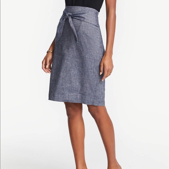 Ann Taylor Dresses & Skirts - Ann Taylor Chambray Tie Front Pencil Skirt